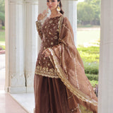 Chocolate Brown Fendi Embroidered Sharara Set