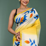 Dual Shade Pure Silk Saree With Painted Design