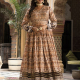 Cream Dola Silk Printed Anarkali Set