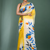 Dual Shade Pure Silk Saree With Painted Design