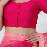 Tomato Pink Solid Dupion Silk Blouse