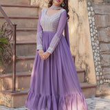 Lavender Star Georgette Anarkali Set