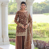 Chocolate Brown Fendi Embroidered Sharara Set
