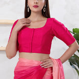 Tomato Pink Solid Dupion Silk Blouse