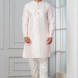 White Silk Blend Embroidered Kurta