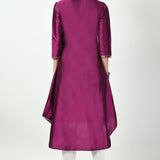 Tyrian Purple Art Silk Solid Kurti Set