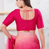 Tomato Pink Solid Dupion Silk Blouse
