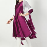 Tyrian Purple Art Silk Solid Kurti Set