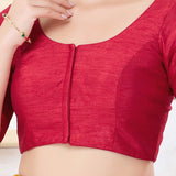 Pinkish Maroon Solid Dupion Silk Blouse