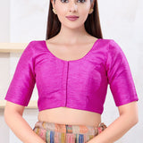 Bright Pink Solid Dupion Silk Blouse