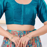 Peacock Blue Solid Dupion Silk Blouse