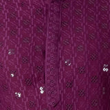Dark Purple Cotton Silk Embroidered Dhoti Set