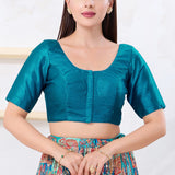 Peacock Blue Solid Dupion Silk Blouse