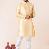 Golden Yellow Dupion Silk Solid Kurta