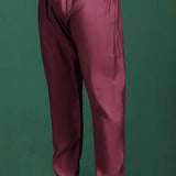 Red Cotton Blend Kurta Set With Floral Printed Nehru Jacket