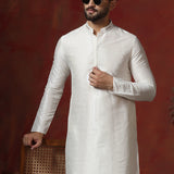 White Solid Dupion Kurta Set