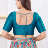 Peacock Blue Solid Dupion Silk Blouse