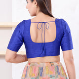 Royal Blue Solid Dupion Silk Blouse