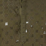 Olive Green Cotton Silk Embroidered Dhoti Set