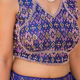 Royal Blue Georgette Printed Lehenga Set