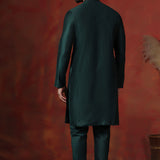 Dark Green Solid Dupion Kurta Set