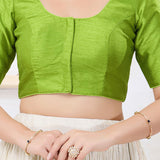 Parrot Green Solid Dupion Silk Blouse