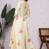 Light Yellow Hand Painted Modal Silk Kurta Set