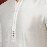 White Solid Dupion Kurta Set