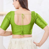 Parrot Green Solid Dupion Silk Blouse