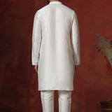 White Solid Dupion Kurta Set