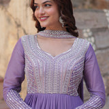 Lavender Star Georgette Anarkali Set