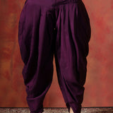 Solid Deep Purple Jacquard Indo-Western Kurta Set