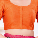 Bright Orange Solid Dupion Silk Blouse