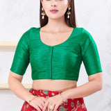 Rama Green Solid Dupion Silk Blouse