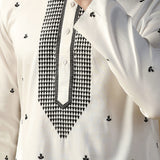 White Silk Blend Embroidered Kurta Set
