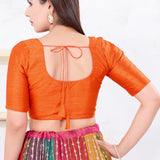 Bright Orange Solid Dupion Silk Blouse