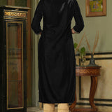Black Velvet Embroidered Kurti Set