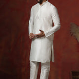 White Solid Dupion Kurta Set