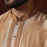 Hard Beige Dupion Solid Kurta Set