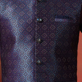 Solid Deep Purple Jacquard Indo-Western Kurta Set