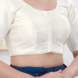White Solid Dupion Silk Blouse