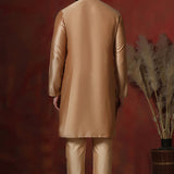 Hard Beige Dupion Solid Kurta Set