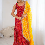 Red Kurta And Sharara Set