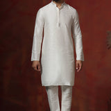 White Solid Dupion Kurta Set