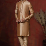 Hard Beige Dupion Solid Kurta Set