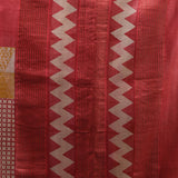 Red Tussar Silk Saree With Patterns