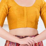 Mustard Yellow Solid Dupion Silk Blouse