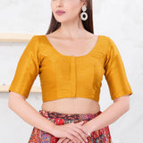 Mustard Yellow Solid Dupion Silk Blouse