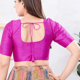 Bright Pink Solid Dupion Silk Blouse