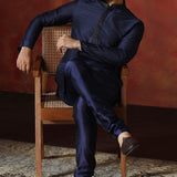 Dark Blue Dupion Kurta Set